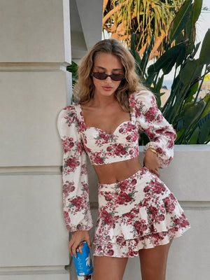 AMALFI BLOOM SET – Floral Top & Skirt Set