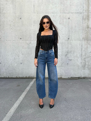 BALLOON DENIM – kavbojke s kamni in visokim pasom