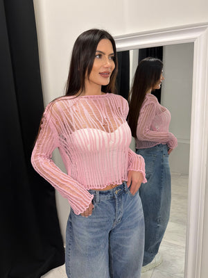 SHEER KNIT - Ефирен плетен crop top