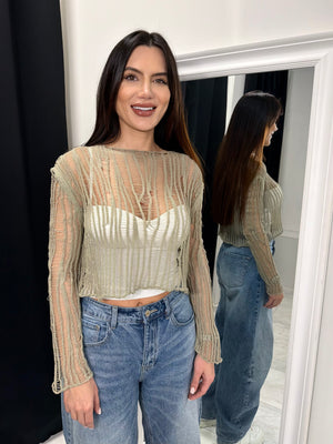 SHEER KNIT - Zračen pleten crop top