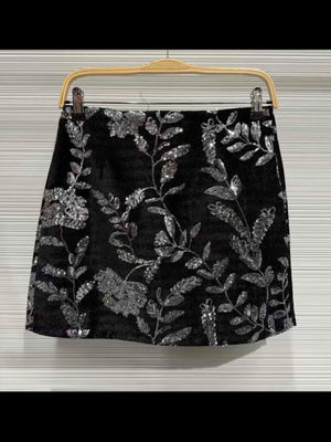 FLORAL SEQUIN SKIRT – мини пола с флорални пайети