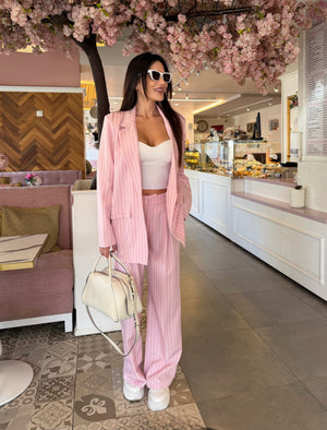 Pink Pinstripe Suit Set