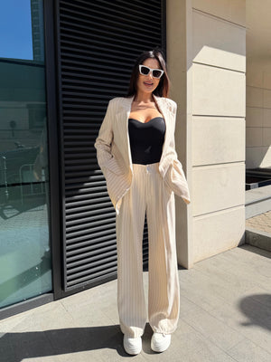 Pink Pinstripe Suit Set