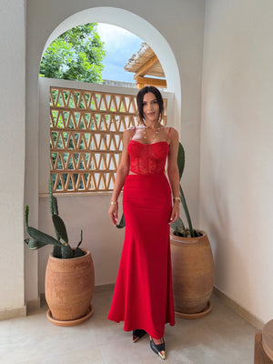 SCARLET LACE – Obleka z čipkastim korzetom