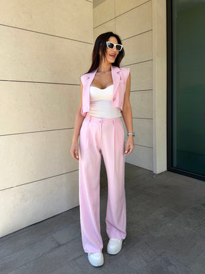 ROSE BLUSH CROPPED VEST SET - Сет с къс елек и панталон