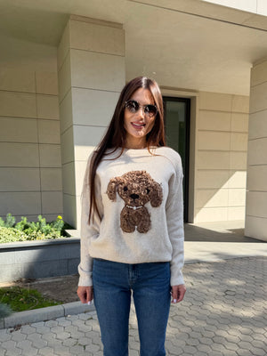POODLE SOFT KNIT – пухкав пуловер с 3D пудел апликация