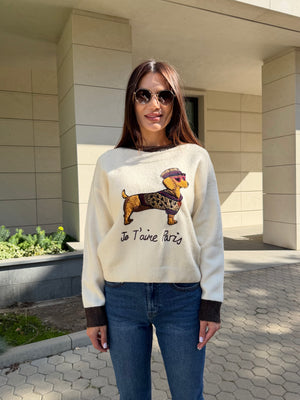 PARIS DACHSHUND – пуловер с апликация