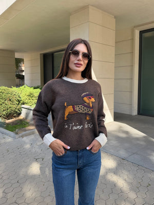 PARIS DACHSHUND – pulover z aplikacijo