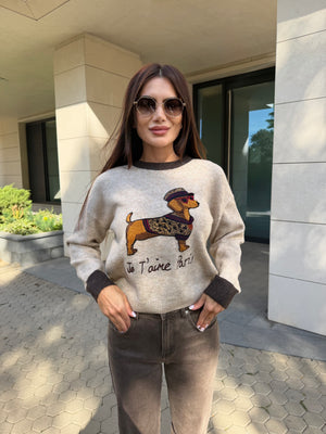 PARIS DACHSHUND – sweater with appliqué