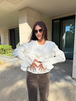 BOW SLEEVE CARDIGAN – jopica z mašnjami na rokavih