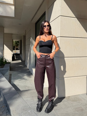 OXBLOOD BALLOON PANTS – Faux Leather Balloon Trousers