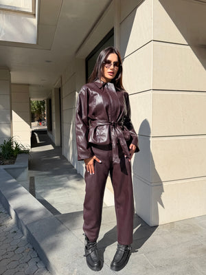 OXBLOOD LEATHER JACKET – кожено яке с колан