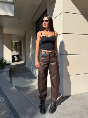 CHOCOLATE BALLOON PANTS – кожен панталон балон