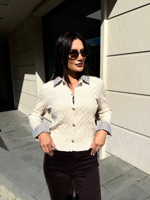  PLAID CARDIGAN – pletena jopica s karirastimi detajli