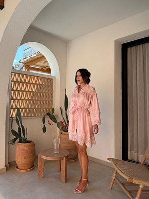 PINK LACE DRESS - Čipkasta obleka