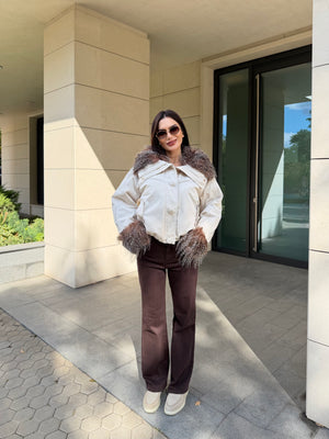 FUR TRIM JACKET – късо яке с пухкави детайли