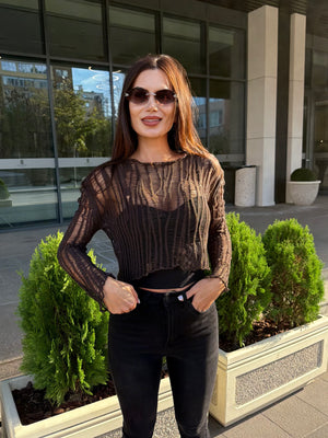 SHEER KNIT - Ефирен плетен crop top