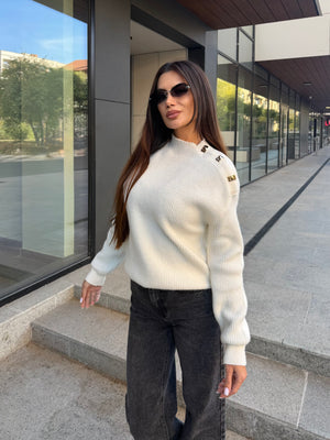 GOLD BUTTON KNIT – пуловер със златисти копчета