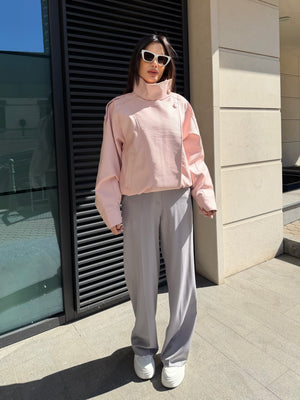 Oversize розово кожено яке