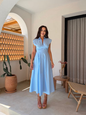 CÔTE DRESS – дълга рокля с яка